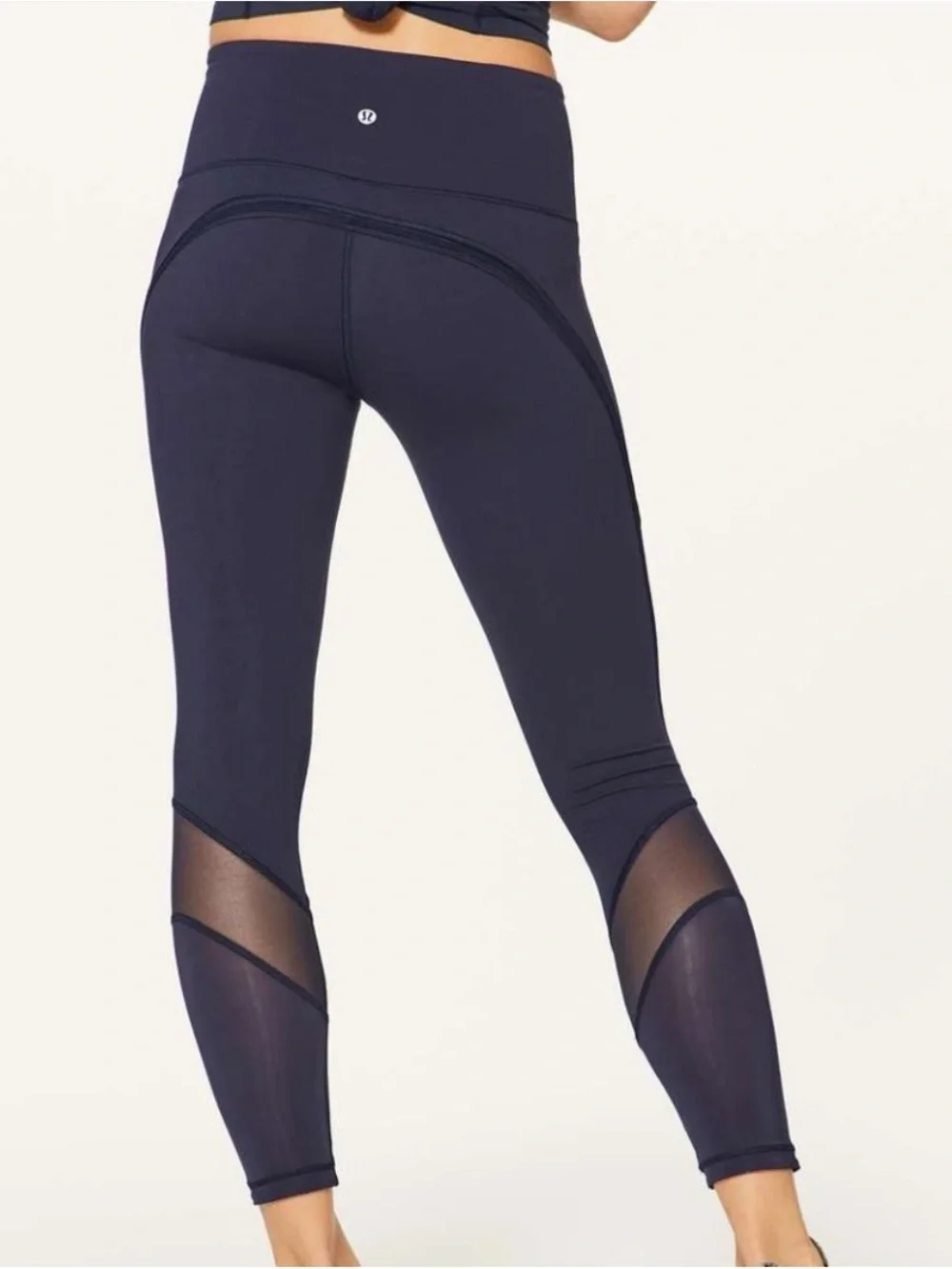lululemon athletica Navy Mesh-Inset High-Rise Leggings